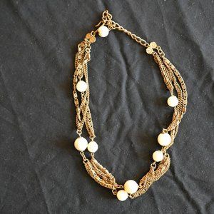 Vintage gold pearl multistrand necklace
